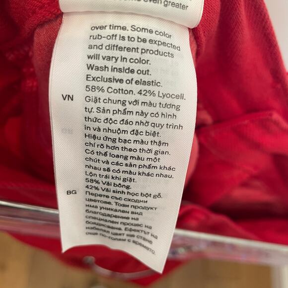 COS Wide-Leg Drawstring Denim Trouser Jeans Cherry Red Cotton Lyocell 2 - Picture 6 of 7